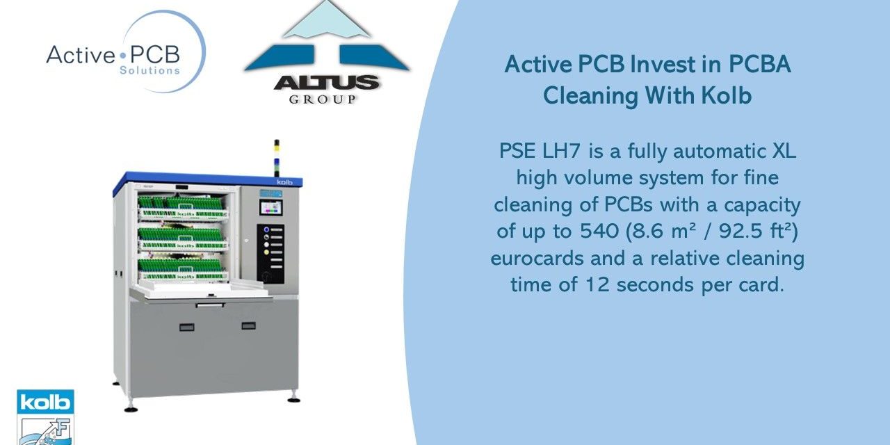 Kolb Cleaning & Altus Form a New Partnership with Leading  Manufacturer Active-PCB Solutions
