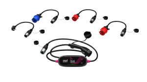 Cord EVIRA Charger 2.3kW to 22kW with UK adaptor kit 3 Cord launches EVIRA – A portable EV charger that turns CEE commando sockets into superfast charging stations