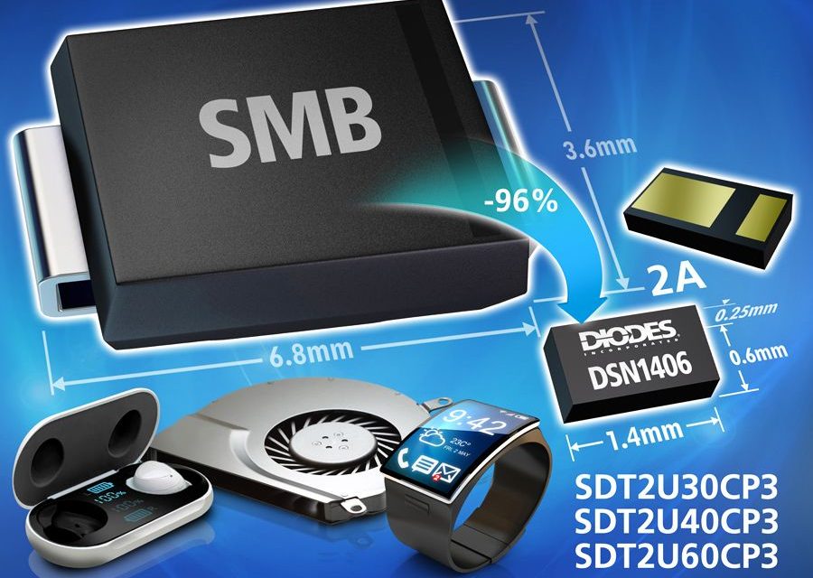 Industry’s First 2A Schottky Rectifiers, Available in the DSN1406 from Diodes Incorporated, are Smallest in Class