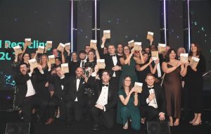 Emma Armstrong centre proudly shows off her NRA award In2tec wins recycled Product of the Year at the National Recycling Awards 2025