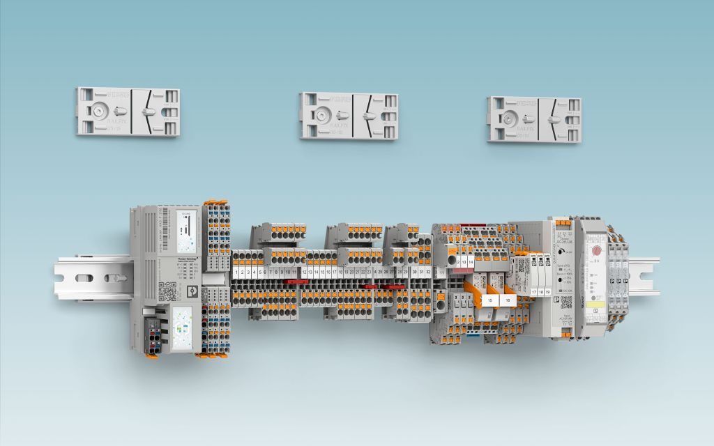 Simplified mounting of preassembled DIN rails