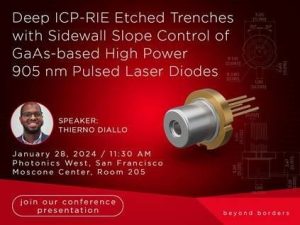 LASER COMPONENTS Deep ICP-RIE Etched Trenches with Sidewall Slope Control of GaAs-type High Power PLDs