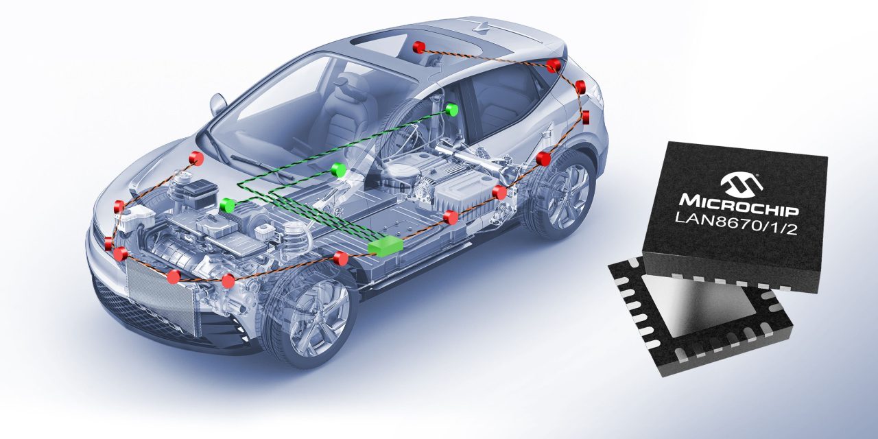 Microchip Introduces Its First Automotive-Qualified 10BASE-T1S Ethernet Devices