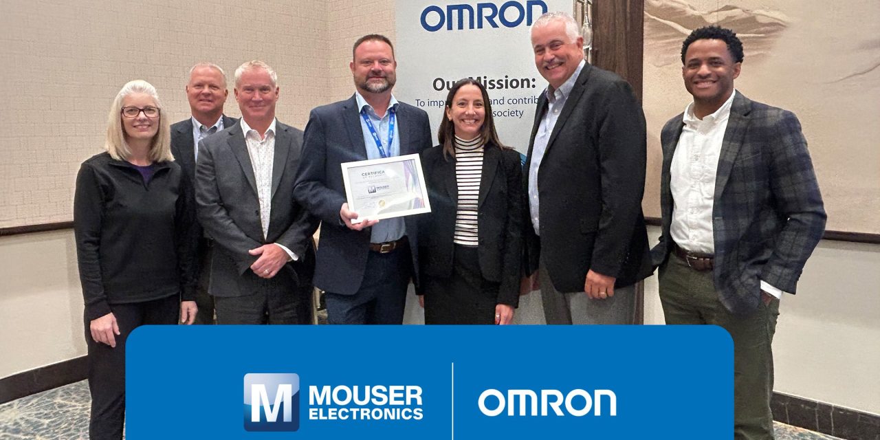 Mouser Electronics Awarded Distributor of the Year Honours from OMRON Electronic Components for Fifth Consecutive Year