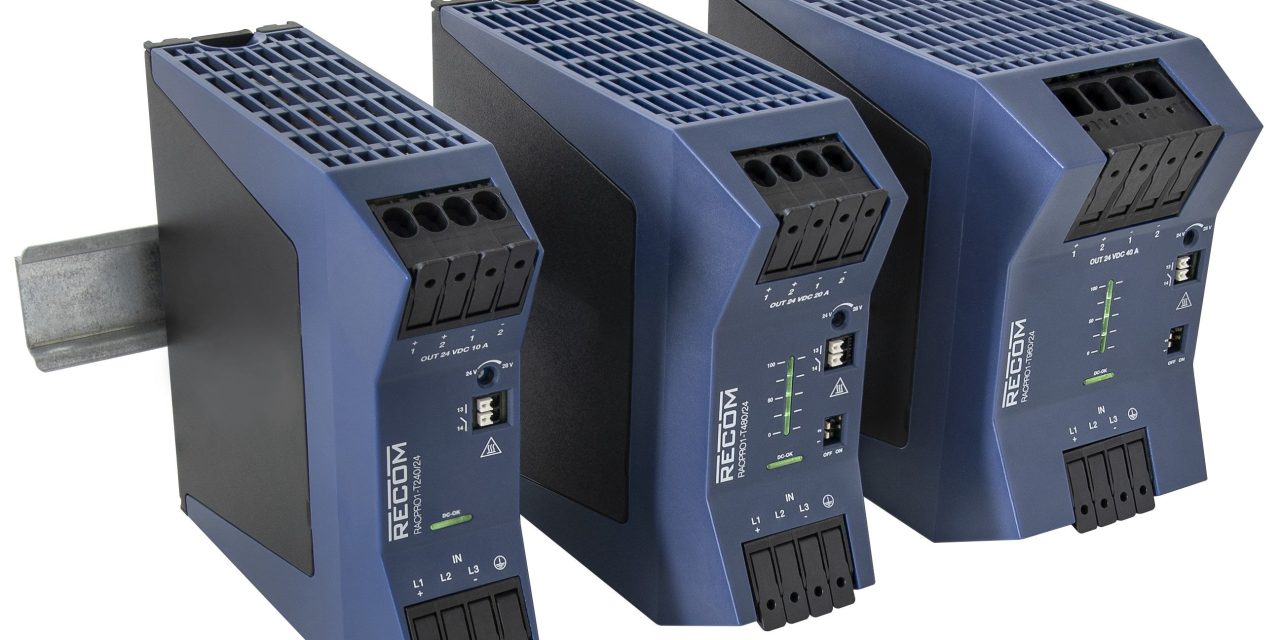 Innovative design meets high efficiency: Rutronik is stocking RECOM’s RACPRO1 series of industrial DIN rail power supplies