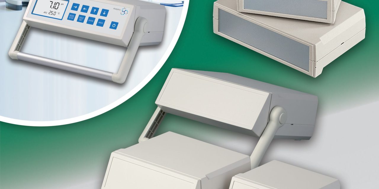 Stylish MOTEC desktop enclosures now with carry handle and sloping front panel