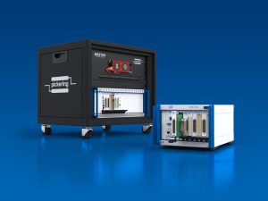 Pickering Interfaces Cenex Expo 2024 BMS plus LXI chassis blue 1 EV BMS test rig & HIL simulation from Pickering Interfaces on show at Cenex Expo 2024