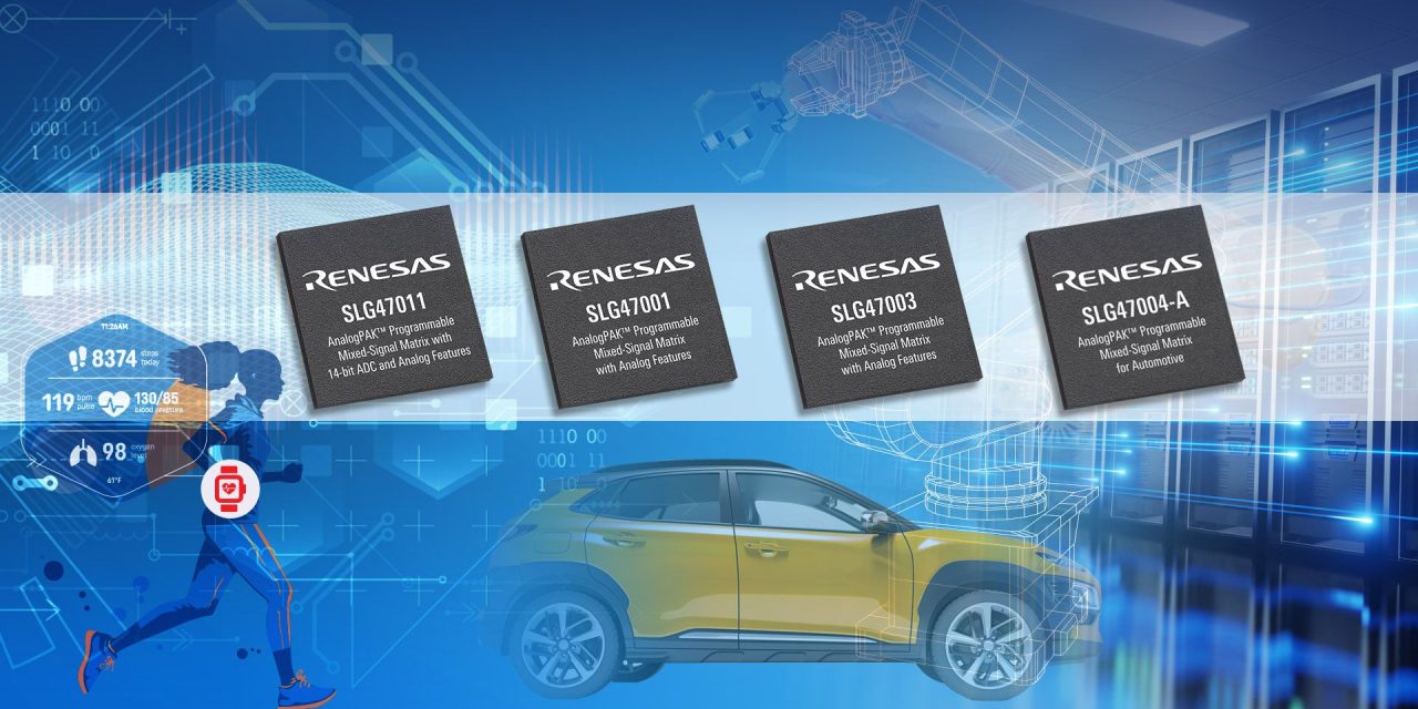Renesas Introduces New AnalogPAK Programmable Mixed-Signal ICs, Including First Low-Power Device with 14-Bit SAR ADC