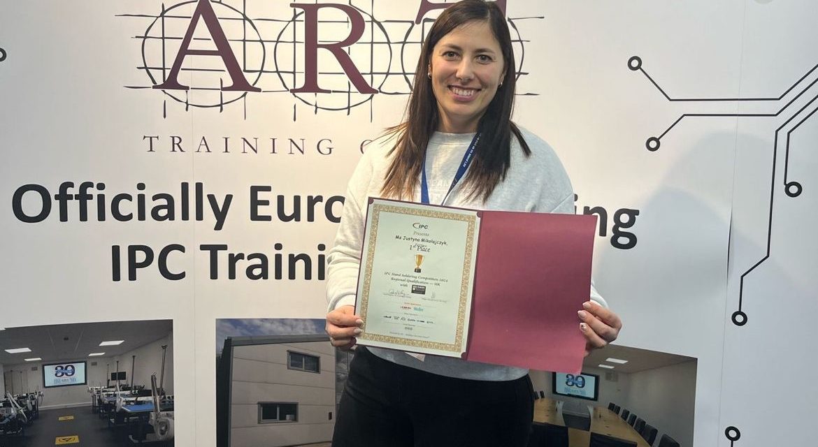 A.R.T. congratulates Justyna M for becoming IPC UK hand soldering champion