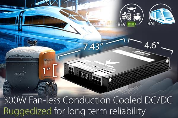 Vox Power Ltd – New Release VCCR300 Conduction Cooled PSU, Slim 300W Fan-less Rugged 7.43” x 4.6” x 1” DC/DC