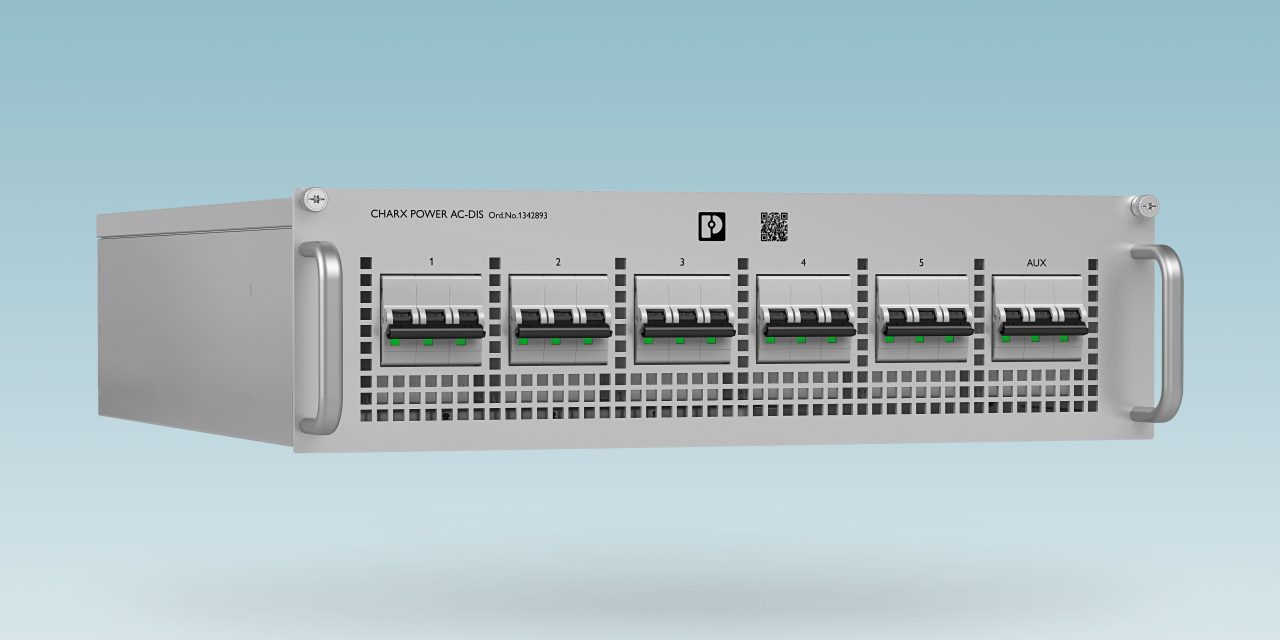 Convenient AC distribution module for 19″ charging stations