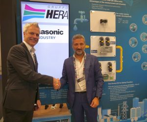 Winfried Neumayer Alessandro Baroncini Panasonic Gruppo Hera Enlit2024 Panasonic Industry and Hera Group strengthen their partnership for the international distribution of NexMeter