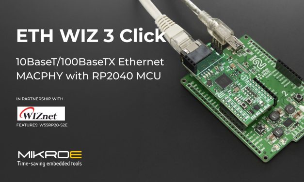 ETH WIZ 3 Click provides Ethernet connectivity with integrated dual-core processing and hardware TCP/IP networking