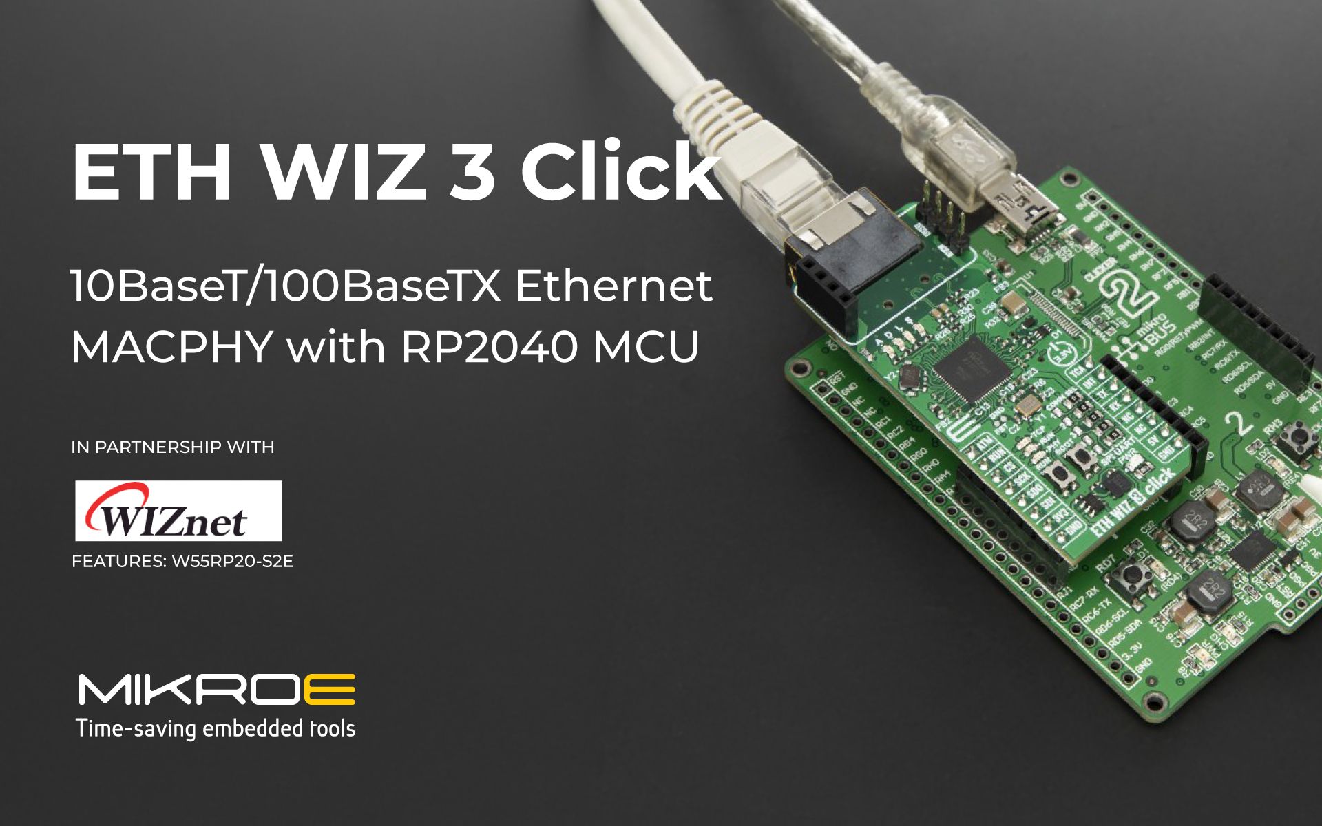 Click Pr ETH WIZ 3 Click provides Ethernet connectivity with integrated dual ...