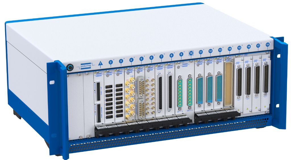 image 1 New high-spec 18-slot PXIe chassis from Pickering Interfaces features high cooling and power per slot and intelligent monitoring