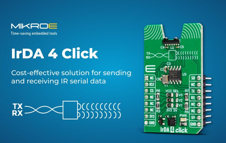 MIKROE’s IrDA 4 Click provides a cost-effective solution for sending ...